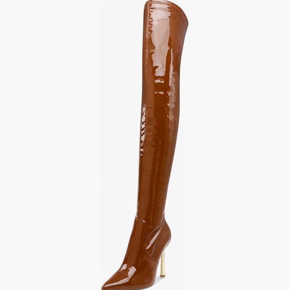 Steve Madden Tan Patent Over-the-Knee Boots